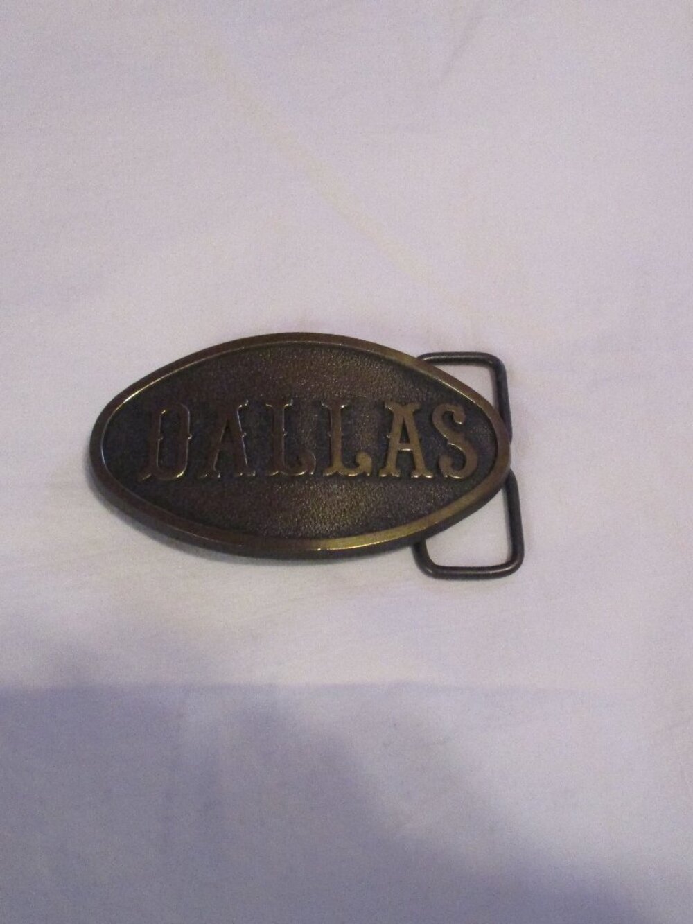 Dallas Belt Buckle Mens Brown Metal Oval Western Cowboy Rodeo Texas Style